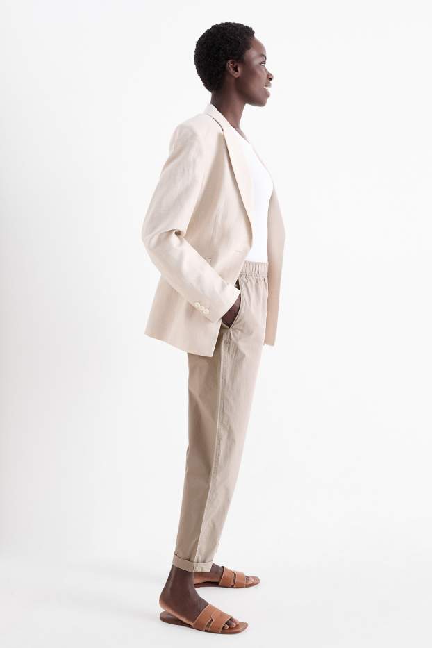 Damen - Stoffhose - Mid Waist - Tapered Fit - beige