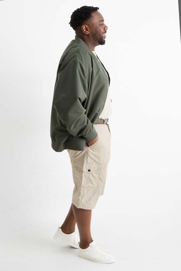 Hommes - Bermuda cargo à ceinture - beige
