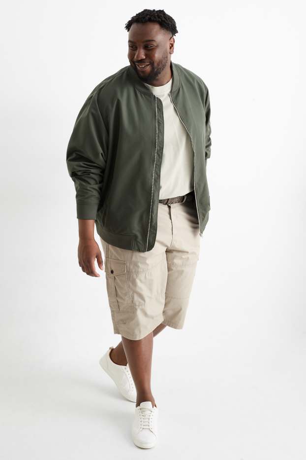 Hommes - Bermuda cargo à ceinture - beige