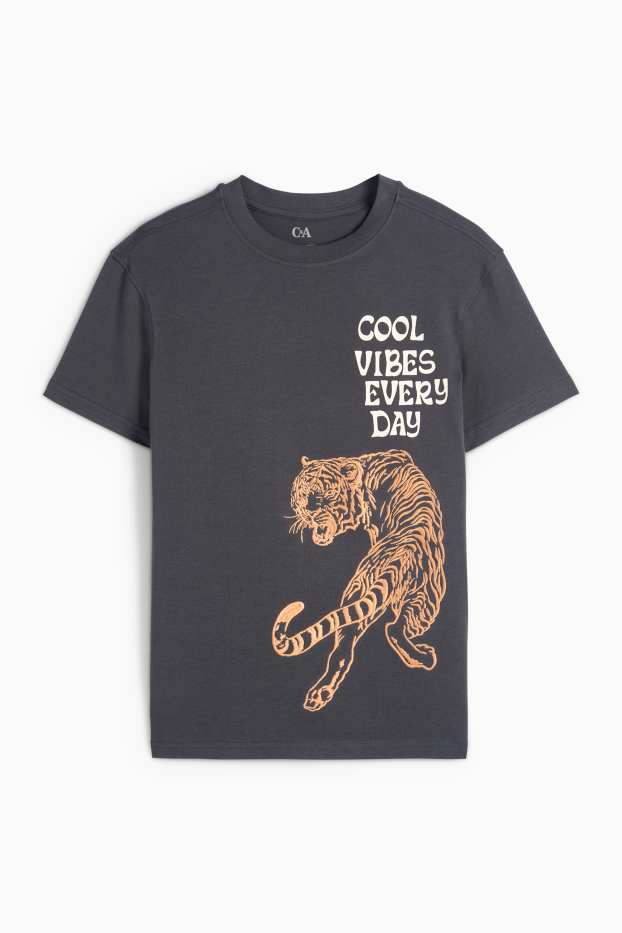 Enfants garçons - Tigre - T-shirt - gris foncé