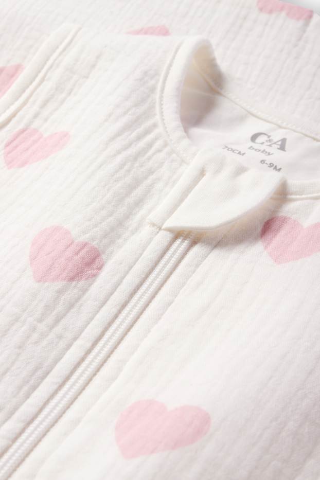 Baby: meisjes - Hartjes - babyslaapzak - 6 tot 18 maanden - wit