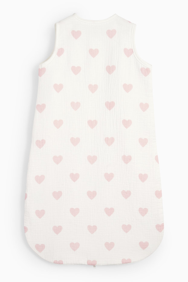 Baby: meisjes - Hartjes - babyslaapzak - 6 tot 18 maanden - wit