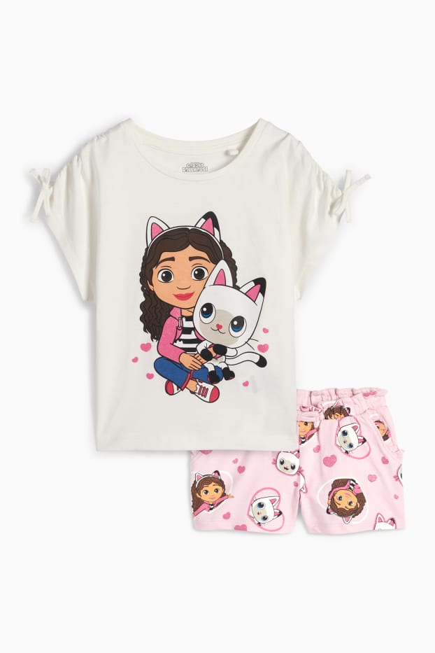 Bambine - Set - t-shirt e shorts - 2 pezzi - La casa delle bambole di Gabby - bianco