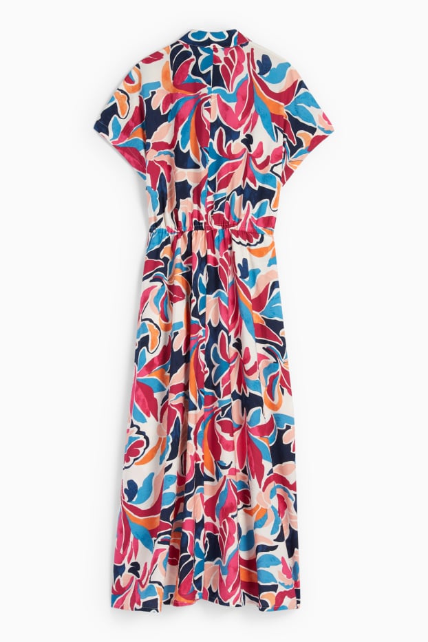 Donna - Vestito a blusa - fantasia - rosa scuro