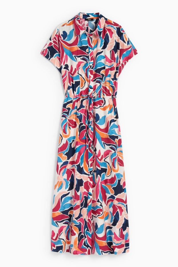 Donna - Vestito a blusa - fantasia - rosa scuro