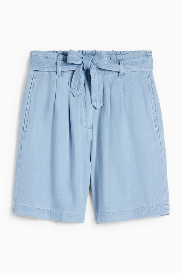 Femmes - Short - high waist - jean bleu clair