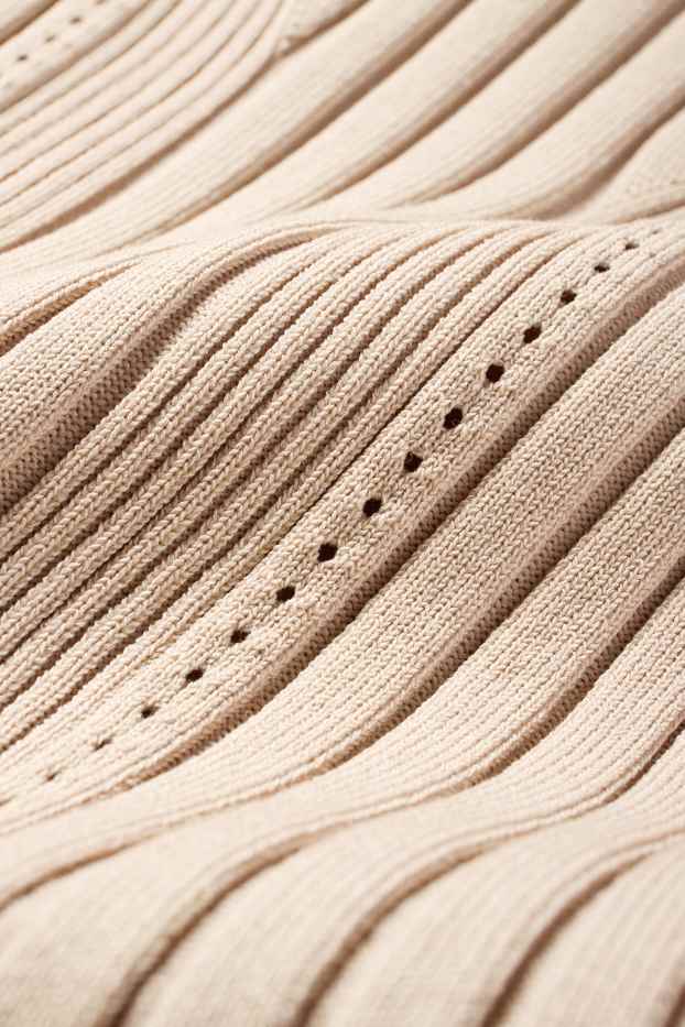 Donna - Top in maglia - a coste - tortora