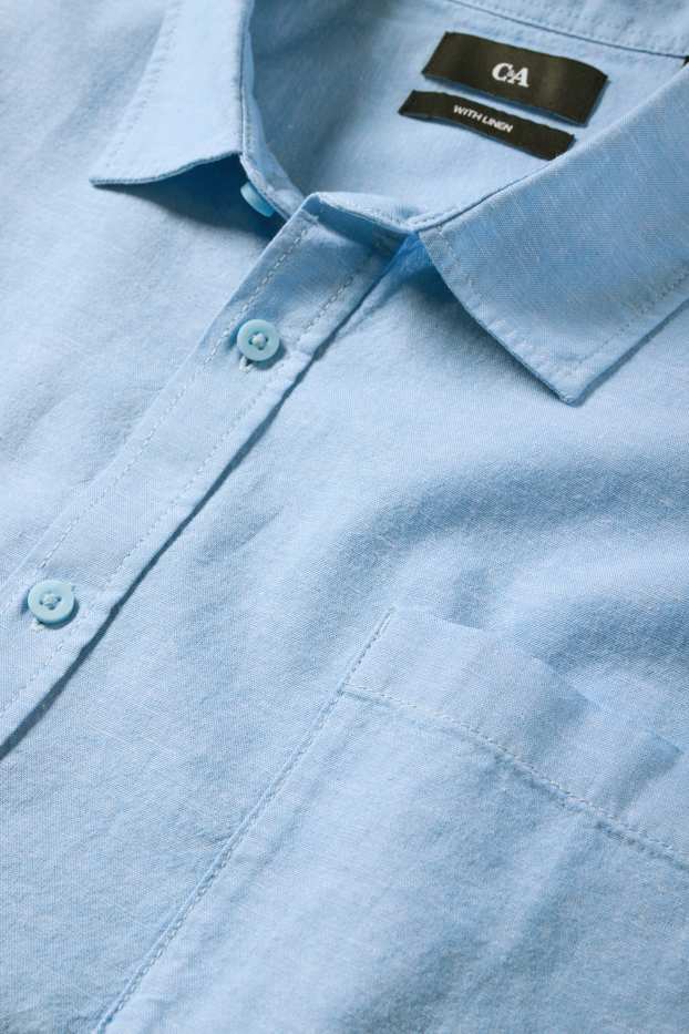 Hommes - Chemise - regular fit - col kent - bleu clair