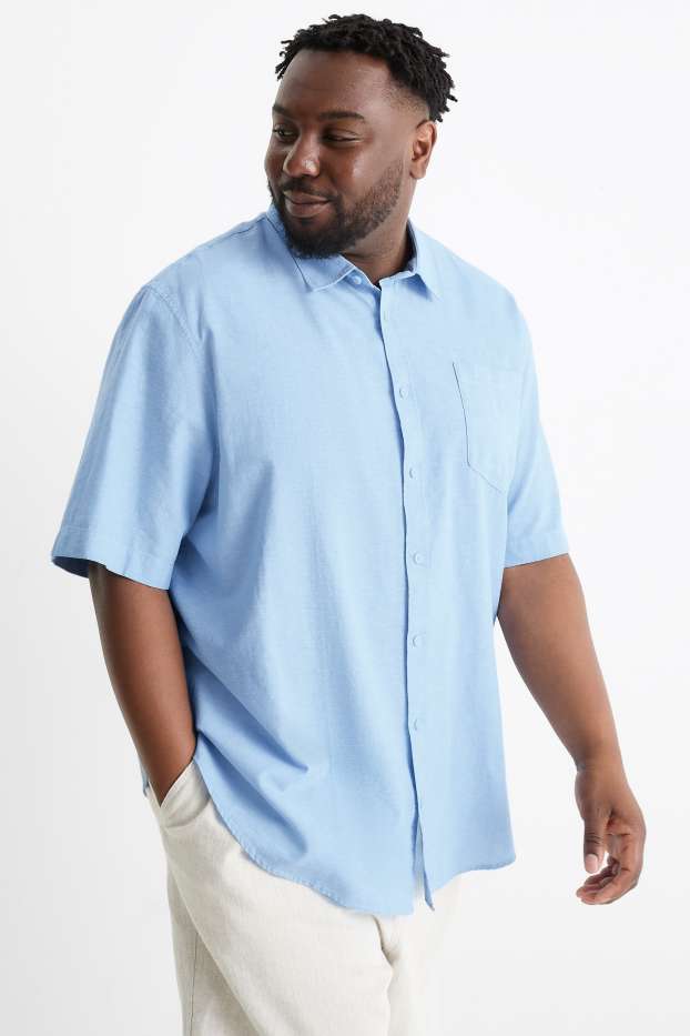 Hommes - Chemise - regular fit - col kent - bleu clair
