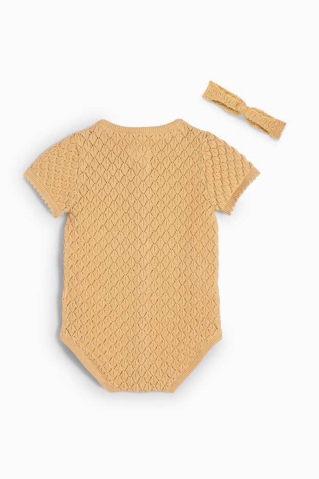 Bebeluși - fete - Compleu bebeluși - 2 piese - structurat - galben muștar
