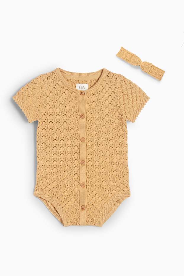 Bebeluși - fete - Compleu bebeluși - 2 piese - structurat - galben muștar