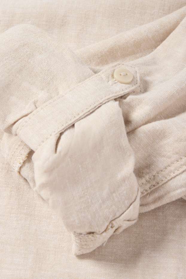 Damen - Bluse - Leinen-Mix - beige-melange