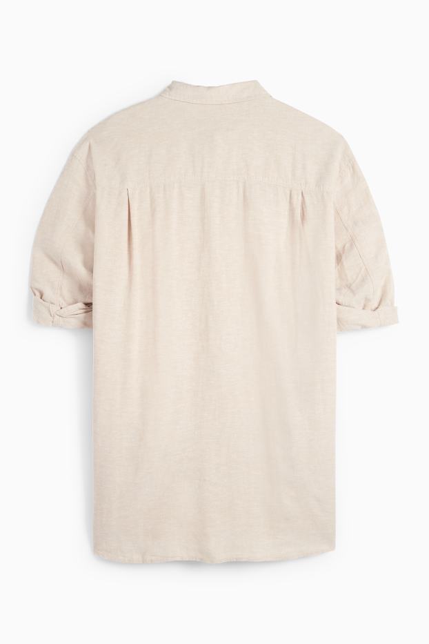 Damen - Bluse - Leinen-Mix - beige-melange