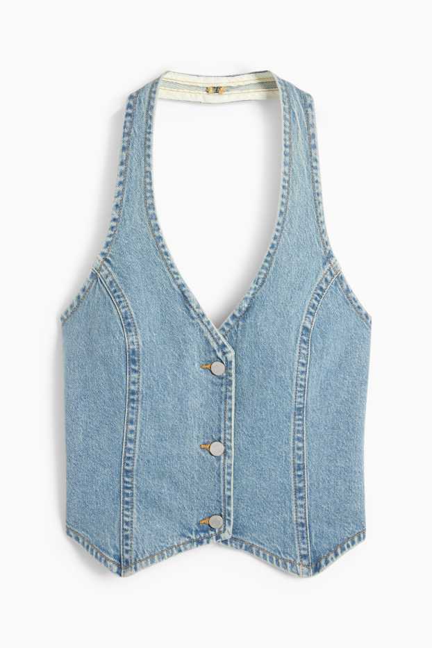 Damen - Jeans-Weste - Regular Fit - helljeansblau