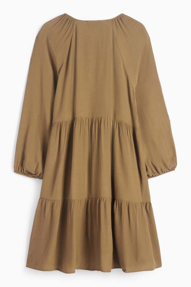 Women - Viscose A-line dress - khaki