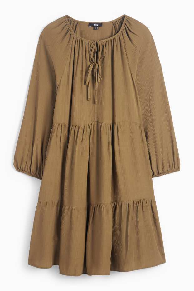Women - Viscose A-line dress - khaki