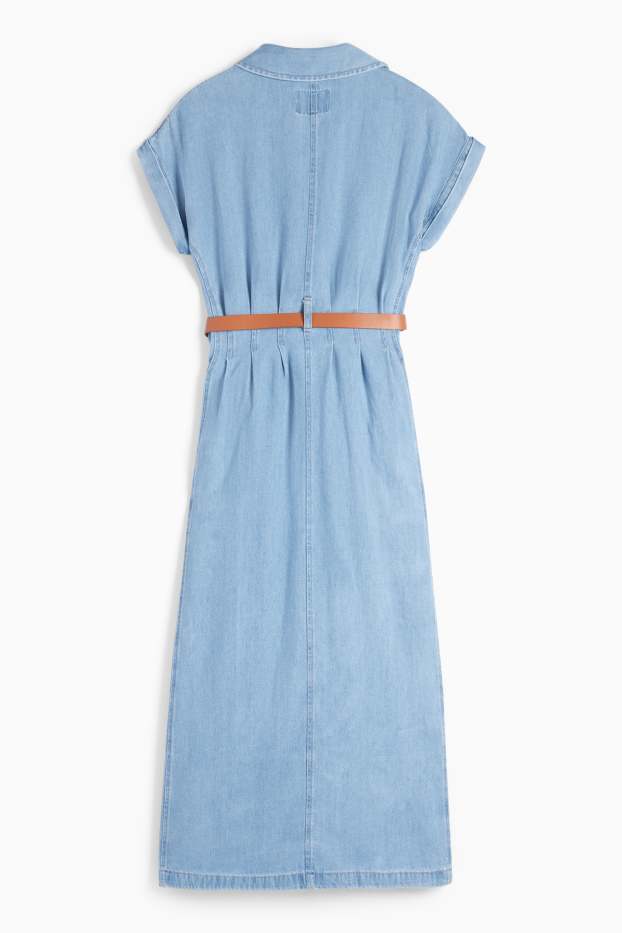 Mujer - Vestido camisero vaquero con cinturón - vaqueros - azul