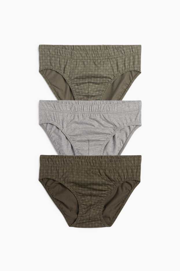 Hommes - Lot de 3 - culottes - à carreaux - vert
