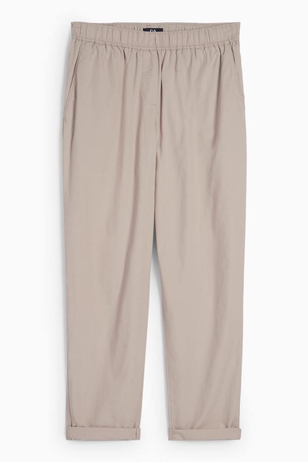 Damen - Stoffhose - Mid Waist - Tapered Fit - beige