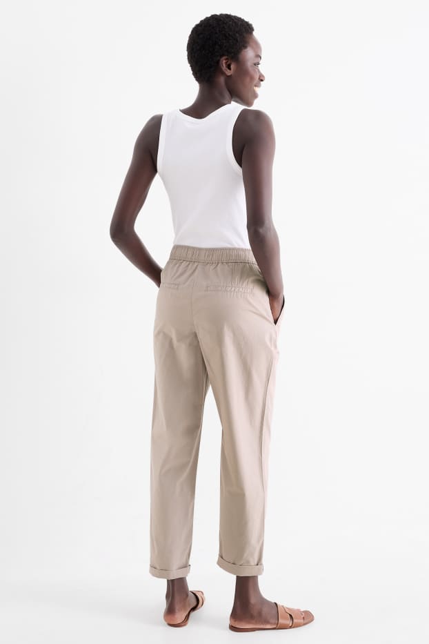 Damen - Stoffhose - Mid Waist - Tapered Fit - beige