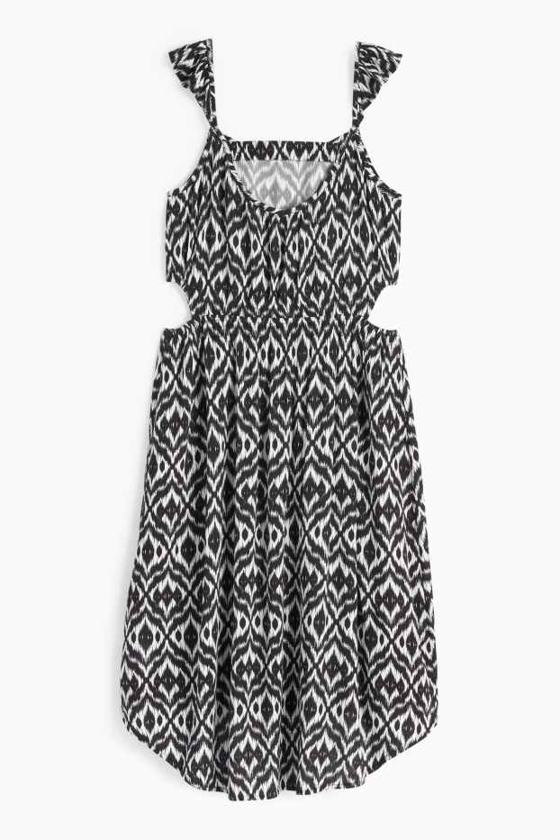 Kinderen: meisjes - Jurk - met patroon - zwart / wit