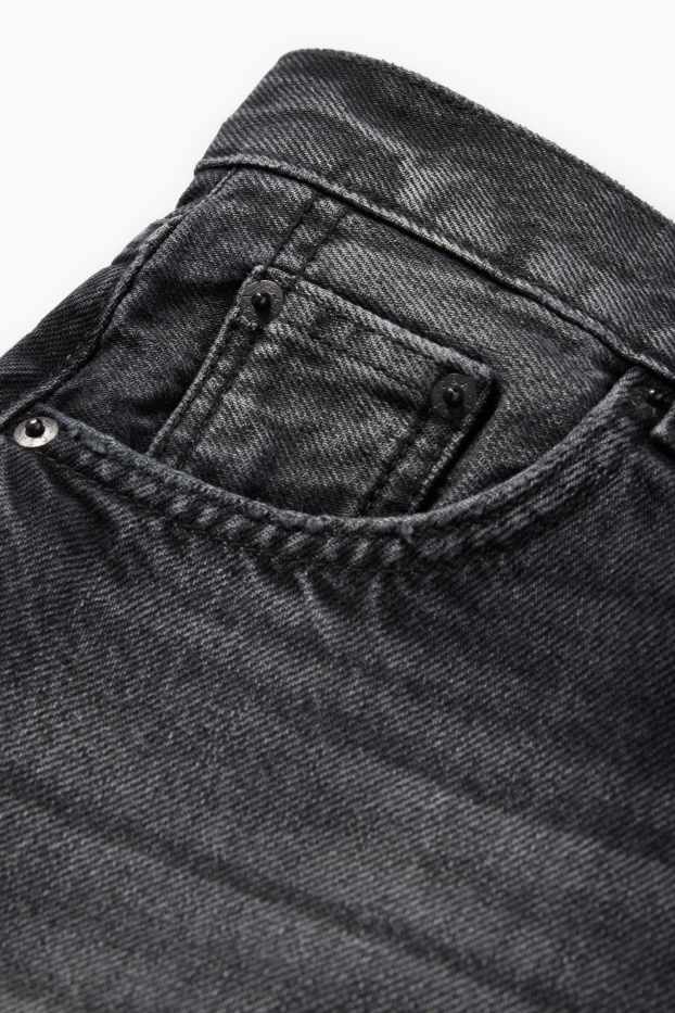 Dames - Korte spijkerbroek - high waist - jeansdonkergrijs