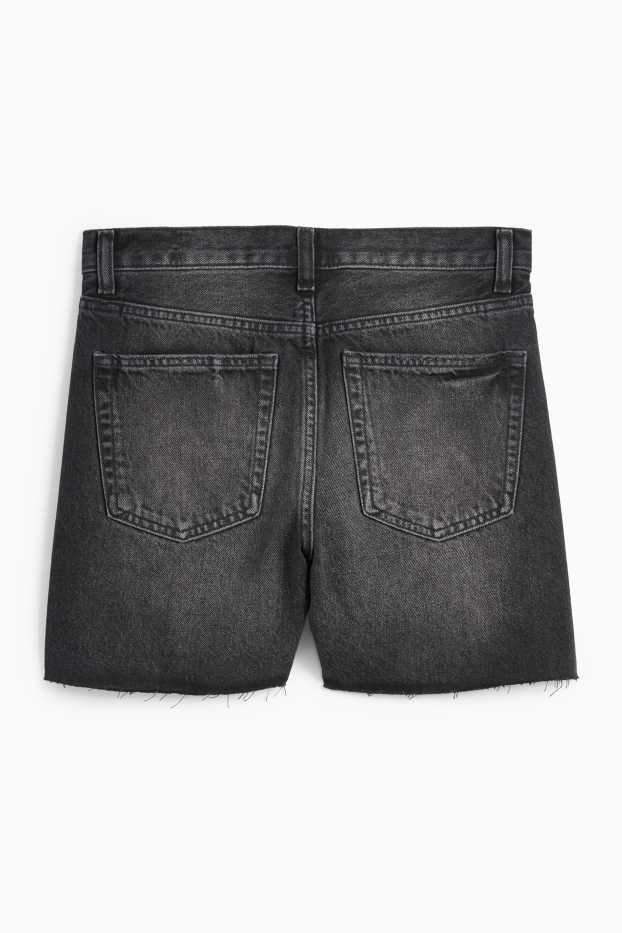 Dames - Korte spijkerbroek - high waist - jeansdonkergrijs
