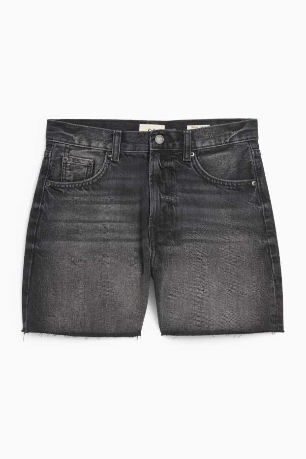 Dames - Korte spijkerbroek - high waist - jeansdonkergrijs