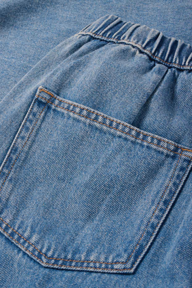 Women - Wide leg jeans - mid-rise waist - blue denim