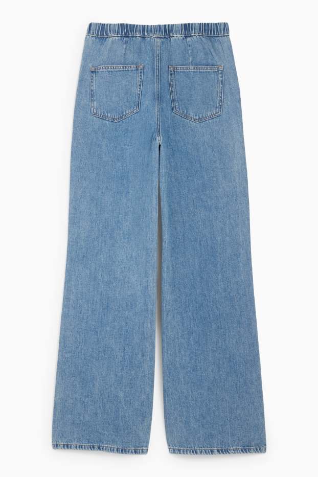 Women - Wide leg jeans - mid-rise waist - blue denim