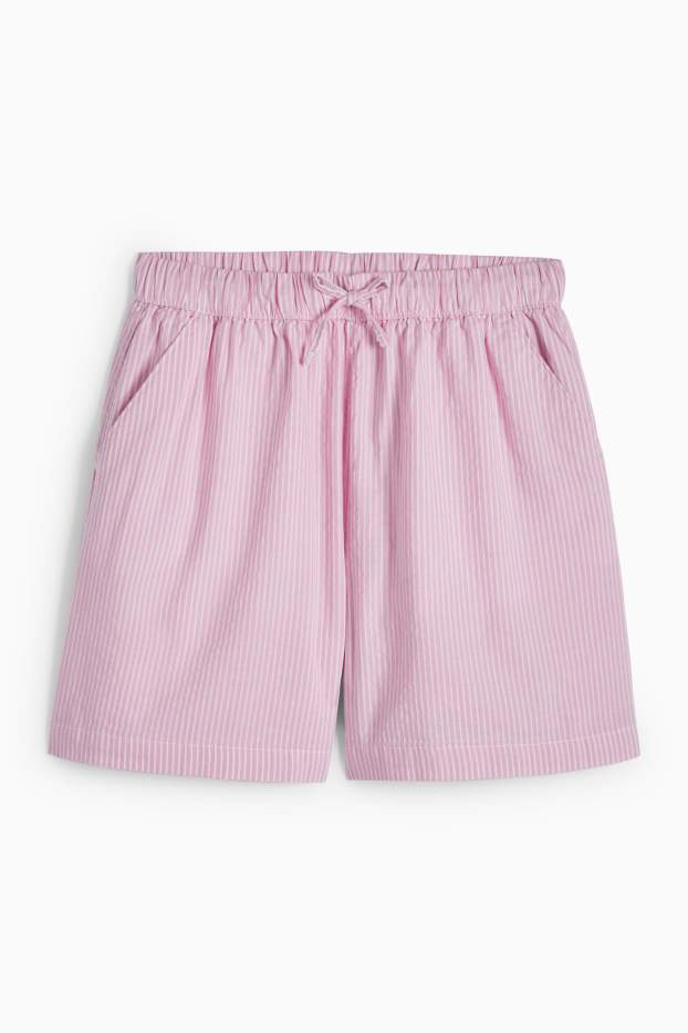Copii - Fete - Pantaloni scurți - cu dungi - alb / roz
