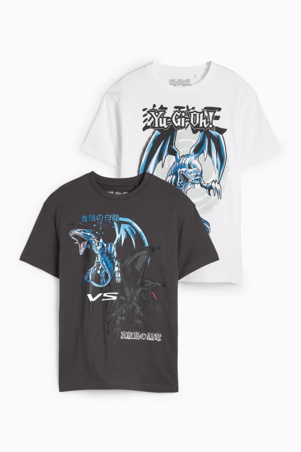 Bambini - Confezione da 2 - Yu-Gi-Oh! - maglia a maglia a maniche corte - nero / bianco