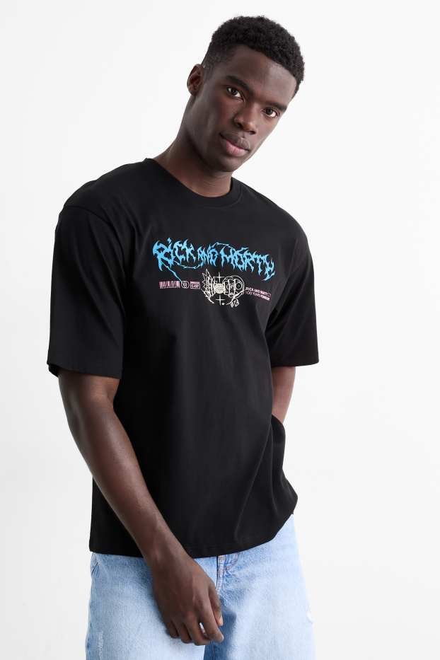 Hommes - T-shirt - oversize - Rick et Morty - noir