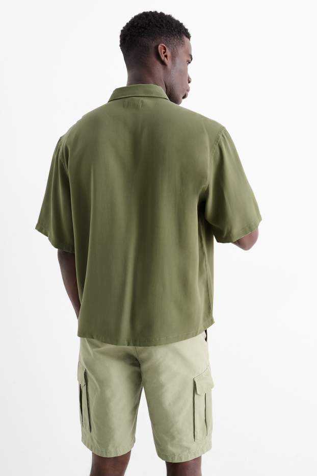 Uomo - Camicia - relaxed fit - collo all'italiana - verde scuro