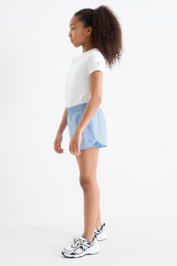 Children Girls - Technical shorts - 2-in-1 look - light blue