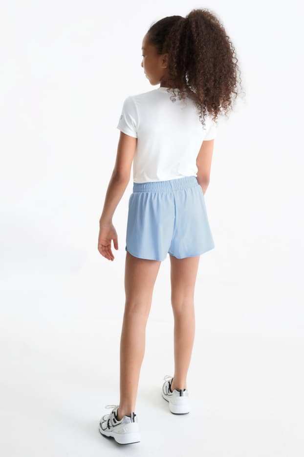 Children Girls - Technical shorts - 2-in-1 look - light blue