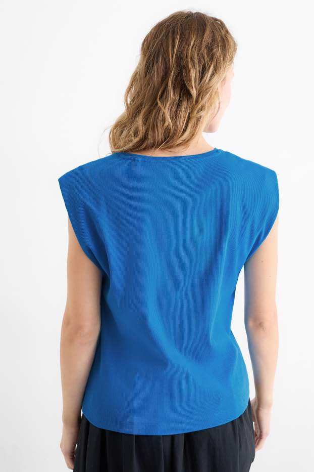 Damen - Basic-Top - gerippt - blau