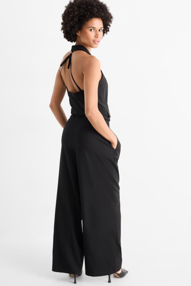 Damen - Business-Hose - High Waist - Relaxed Fit - schwarz