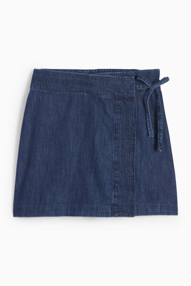 Damen - Jeans-Wickelrock - jeansblau