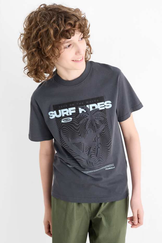 Kinderen: jongens - Surfer - T-shirt - donkergrijs