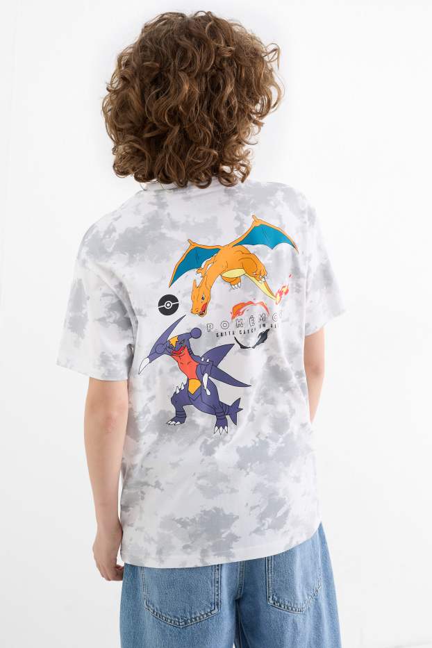 Děti - chlapci - Pokémon - tričko s krátkým rukávem - se vzorem - světle šedá