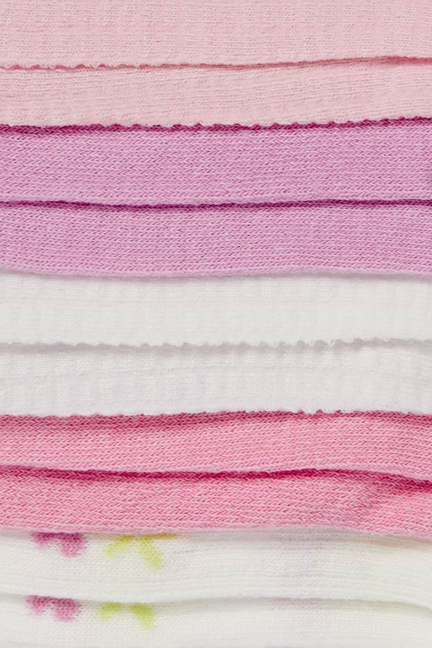 Bambine - Confezione da 5 - fiori - calzini - a costine - rosa