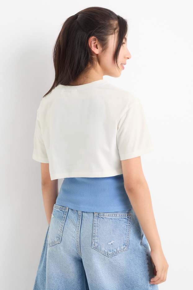 Enfants filles - Lilo & Stitch - ensemble - T-shirt et haut - 2 pièces - blanc / bleu clair