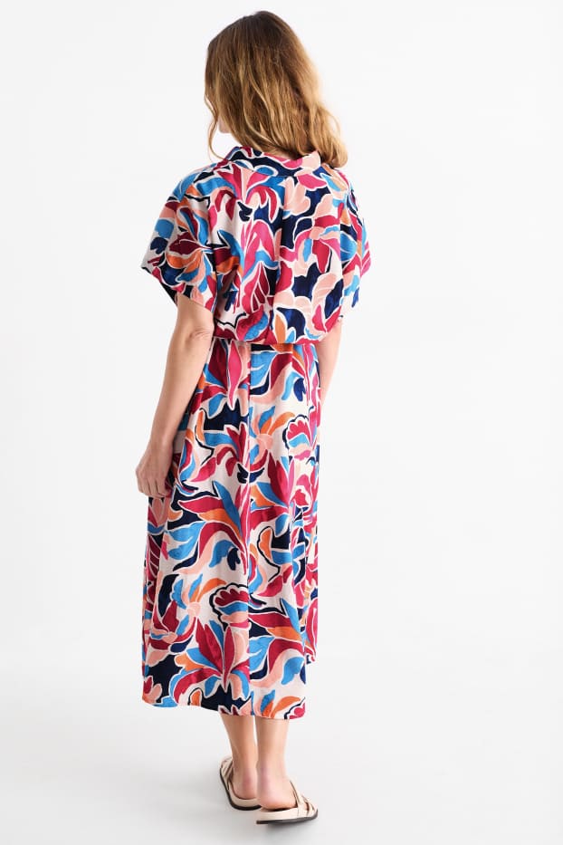 Donna - Vestito a blusa - fantasia - rosa scuro