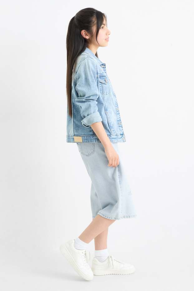 Kinderen: meisjes - Bermuda van spijkerstof - jeanslichtblauw