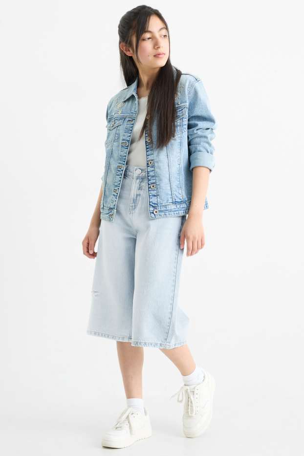 Kinderen: meisjes - Bermuda van spijkerstof - jeanslichtblauw