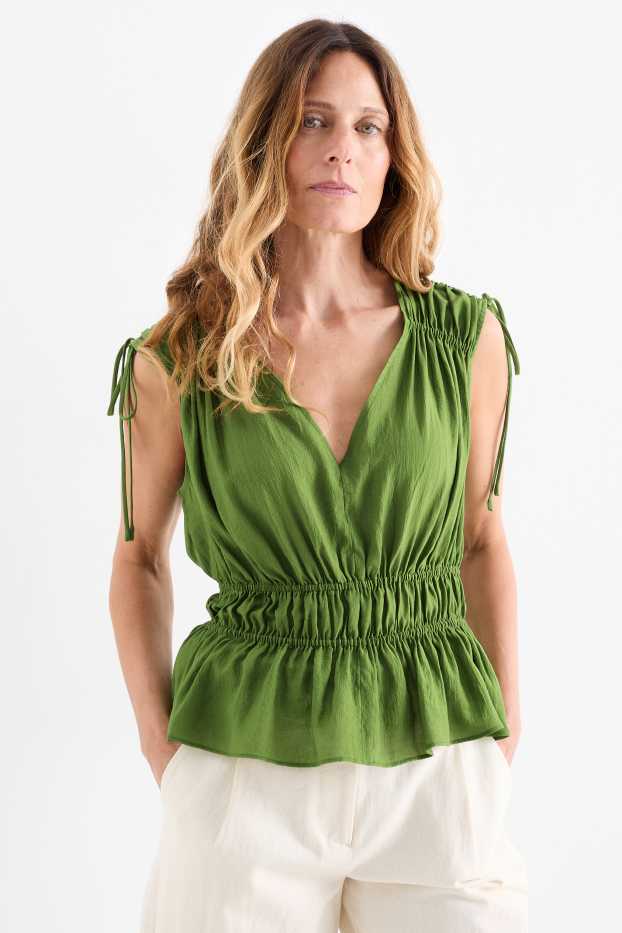 Dona - Brusa sense mànigues - verd