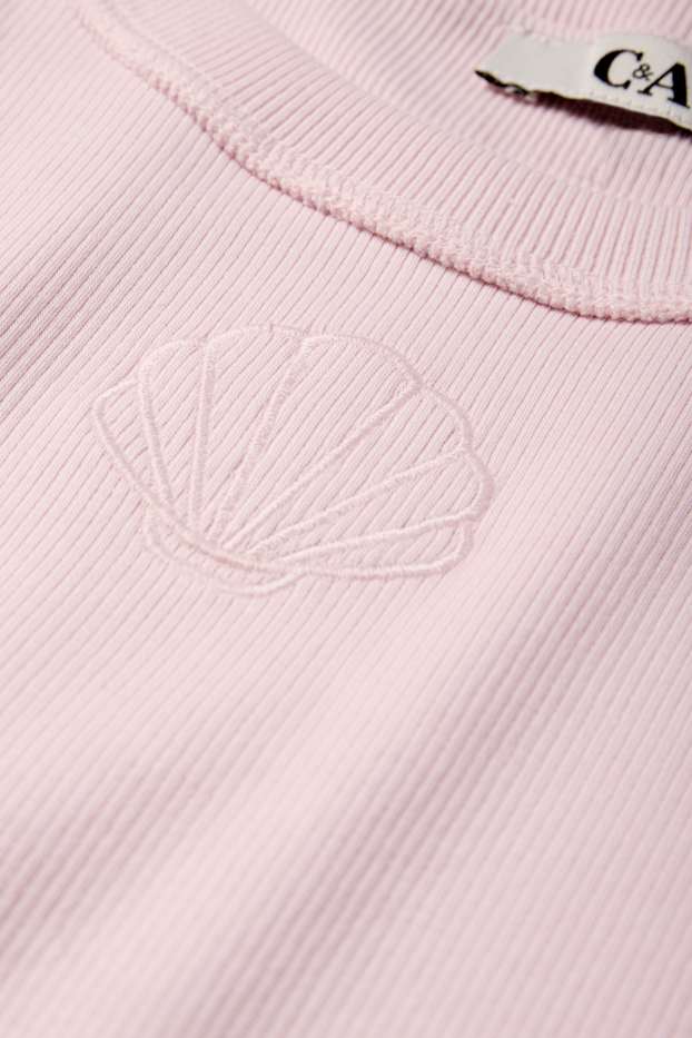 Dames - Top - geribd - roze