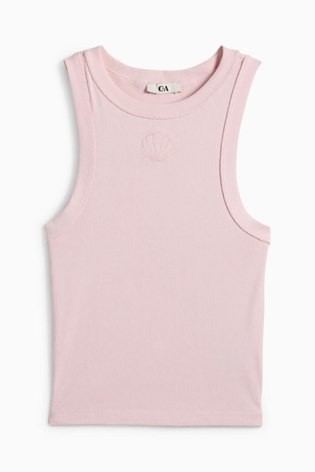 Dames - Top - geribd - roze