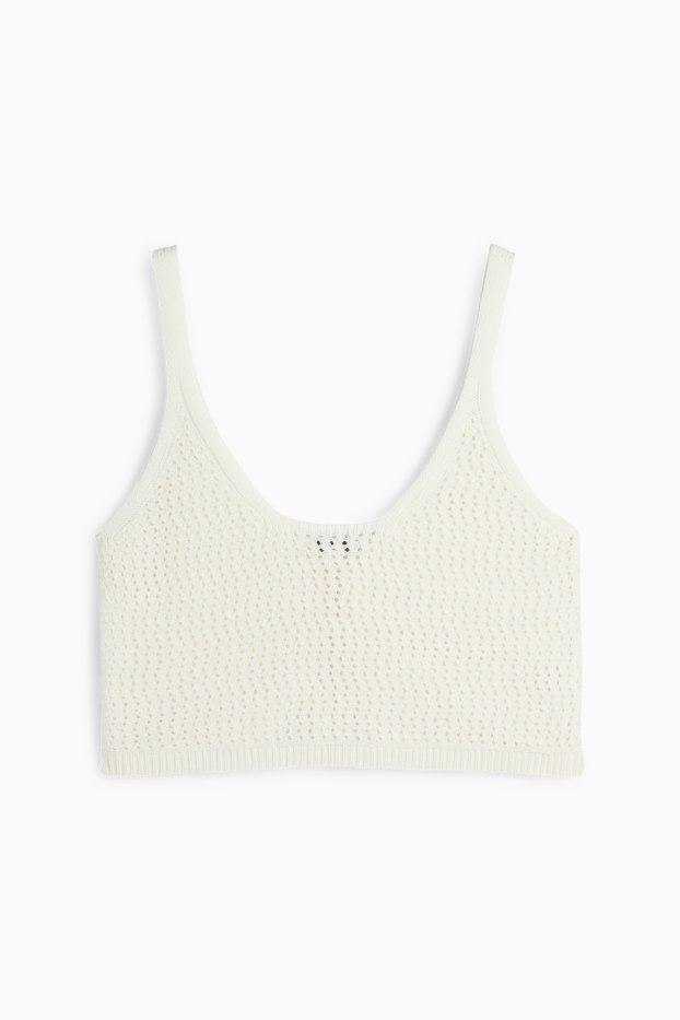 Femmes - Top court en maille - blanc crème